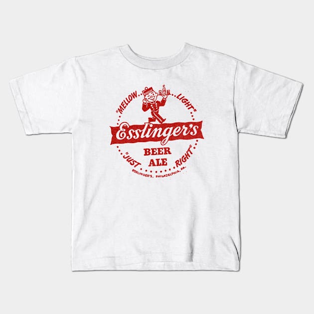 Retro Beer - Esslinger's Beer and Ale, Philadelphia PA 1868 Kids T-Shirt by Allegedly